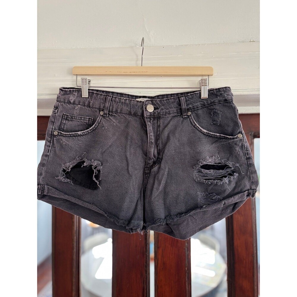 Cotton On Distressed Black Denim Shorts